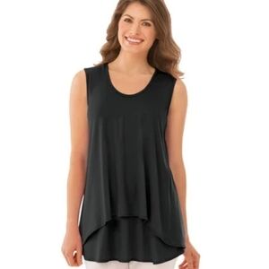 Elizabeth & Clarke Tiered Knit Dressy Top Layered Blouse Flowy Bohemian Chic